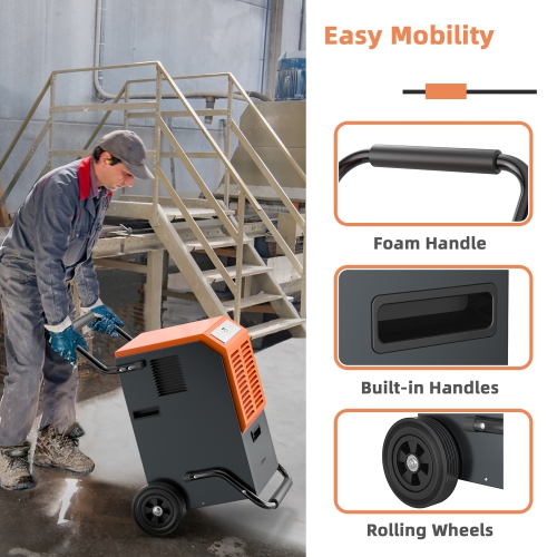 Costway 163 PPD Portable Commercial Dehumidifier w/Water Tank&Drainage Pipe for Basement