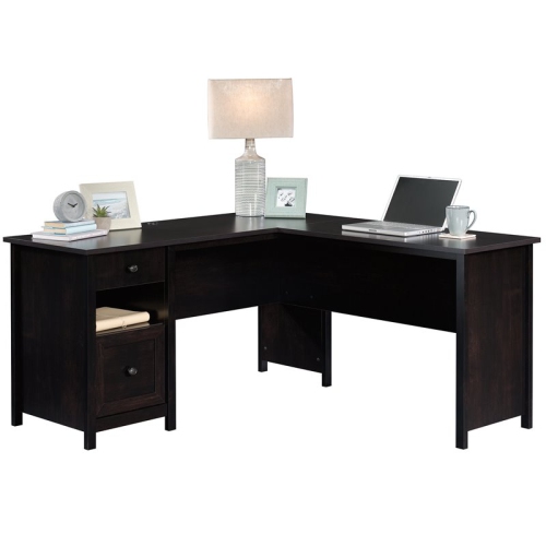 Sauder County Line Wooden L Shaped Computer Desk in Estate Black