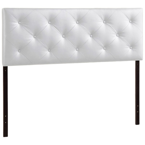 BOWERY HILL  Faux Leather Tufted Full Panel Headboard In White