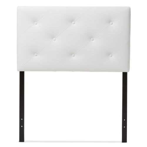 Bowery Hill Faux Leather Upholstered Twin Headboard in White