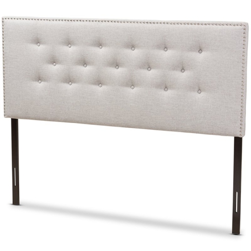 BOWERY HILL  Modern Tufted Full Panel Headboard In Grayish In Beige