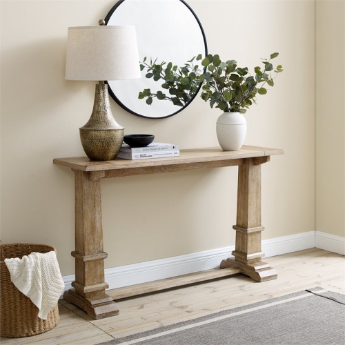 Crosley Furniture Joanna Modern Farmhouse Wood Console Table in Rustic Brown