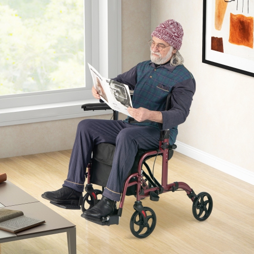 Goplus Folding Rollator Walker w/Seat & 8" Wheels Supports up to 300 lbs