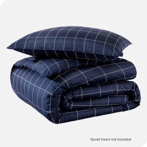 Bare Home Duvet Cover and Sham Set - Premium 1800 Ultra-Soft Brushed Microfiber - Hypoallergenic, Easy Care, Wrinkle Resistant - Grid -