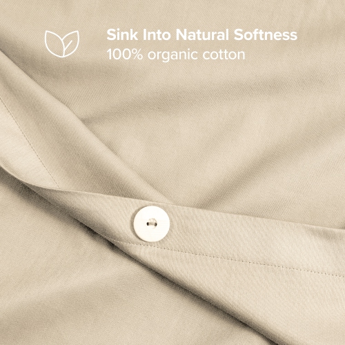 Bare Home 100% Organic Cotton Duvet Cover Set - Smooth Sateen Weave - Warm & Luxurious - Eco-friendly