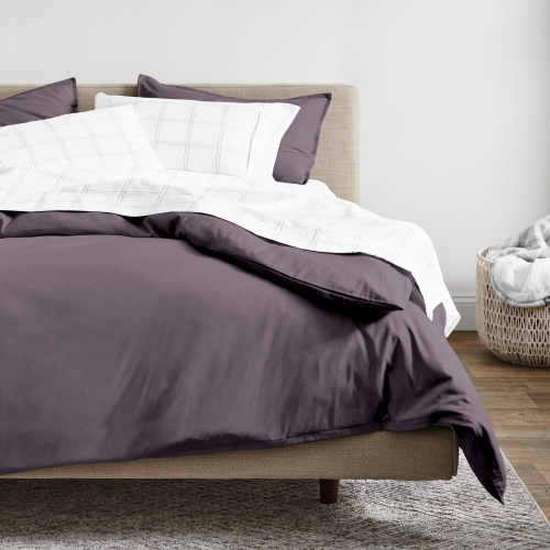 BARE HOME  100% Organic Cotton Duvet Cover Set - Smooth Sateen Weave - Warm & Luxurious - Eco-Friendly (Dusty Purple, Twin/twin Xl)