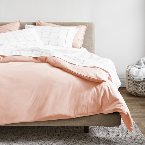 BARE HOME  100% Organic Cotton Duvet Cover Set - Smooth Sateen Weave - Warm & Luxurious - Eco-Friendly (Dusty Pink, Twin/twin Xl)