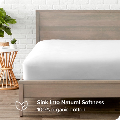 Drap-housse 100 % coton biologique Bare Home – satin soyeux tissé – chaud et luxueux