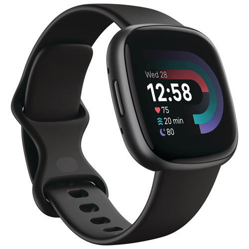 Montre intelligente Versa 4 + Premium de Fitbit avec moniteur de fréquence cardiaque - Noir