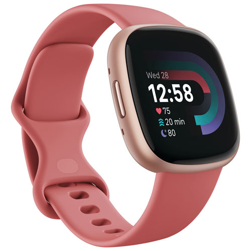 Montre intelligente Versa 4 + Premium de Fitbit avec moniteur de fréquence cardiaque - Sable rose