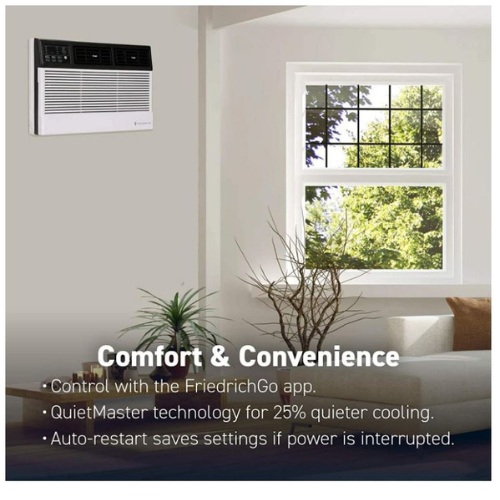 Friedrich CCW08B10B – climatiseur de fenêtre intelligent Chill premier, Wi-Fi mobile, blanc, capacité de refroidissement (800.