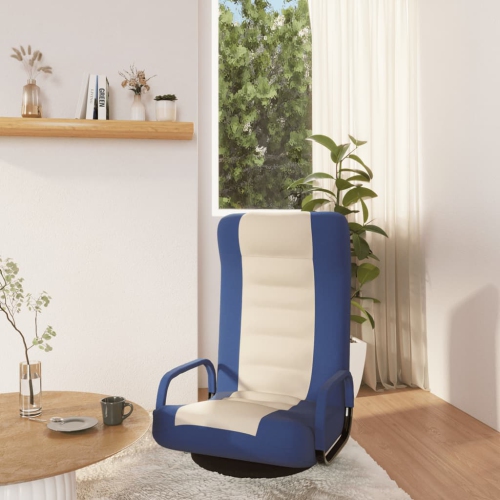 Fauteuil pivotant VidaXL, tissu bleu et crème