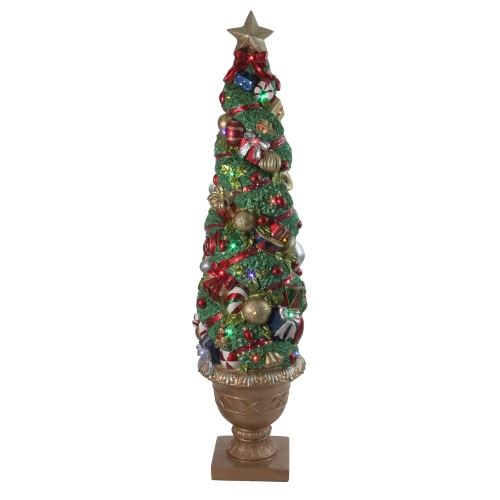 5' Prelit Fiber Optic LED Topiary Outdoor Artificial Christmas Tree