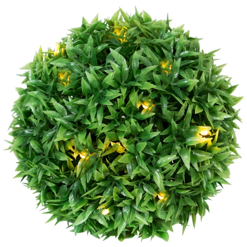 Solar Lighted Artificial Eugenia Topiary Spheres - 7" - Set of 3 - Warm White Lights