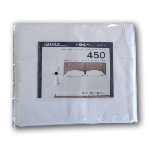 Cotton House - 100% Cotton Sheet Set, 450 Thread Count, King Size, White