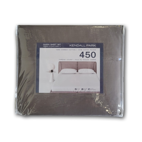 Cotton House - 100% Cotton Sheet Set, 450 Thread Count, Queen Size, Charcoal