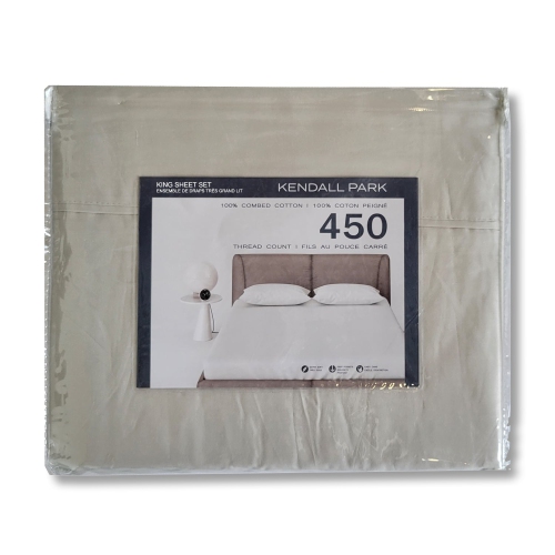 Cotton House - 100% Cotton Sheet Set, 450 Thread Count, King Size, Grey