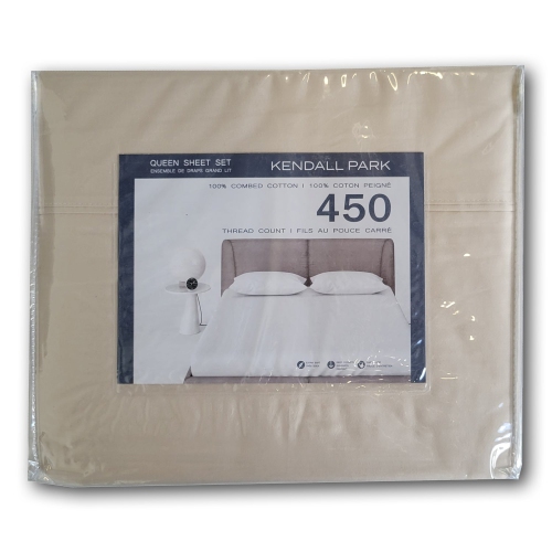 Cotton House - 100% Cotton Sheet Set, 450 Thread Count, Queen Size, Beige