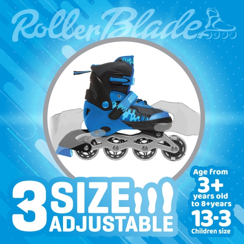 Rugged Racers Roller et patin à glace réglables et convertibles pour enfants, petit, bleu