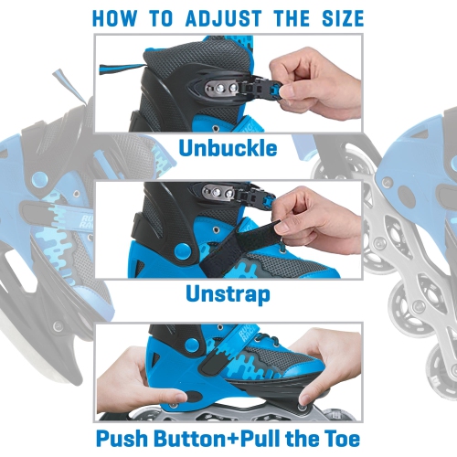 Rugged Racers Roller et patin à glace réglables et convertibles pour enfants, petit, bleu