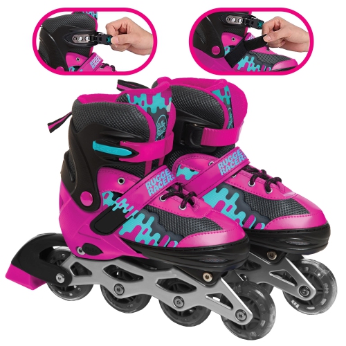 Rugged Racers Roller et patin à glace réglables et convertibles pour enfants, petit, rose