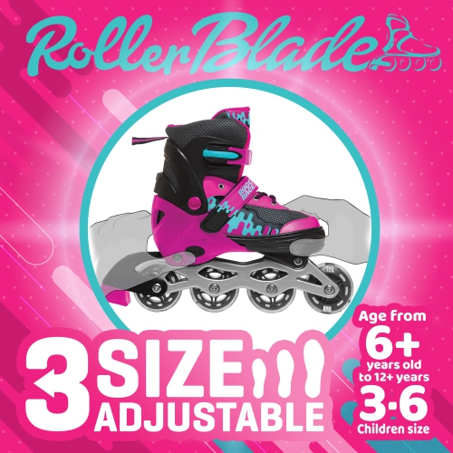 Rugged Racers Roller et patin à glace réglables et convertibles pour enfants, moyen, rose