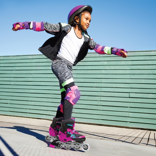 Rugged Racers Roller et patin à glace réglables et convertibles pour enfants, moyen, rose