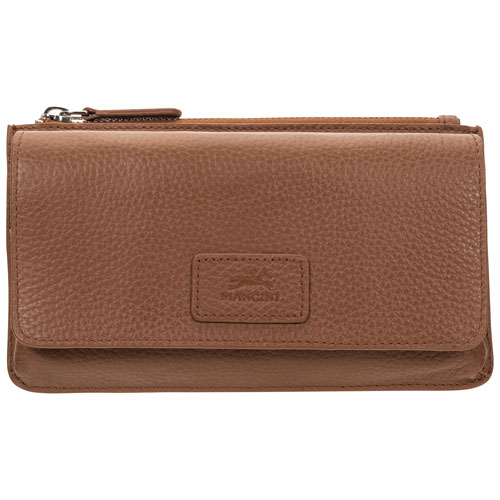 Mancini Pebble RFID Genuine Leather Bi-fold Wallet - Camel
