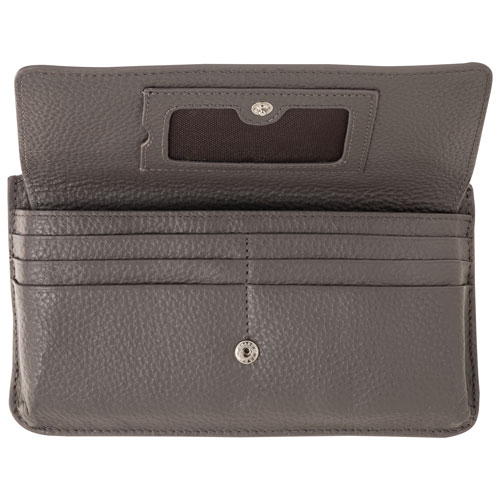 Mancini Pebble RFID Genuine Leather Bi-fold Wallet - Grey