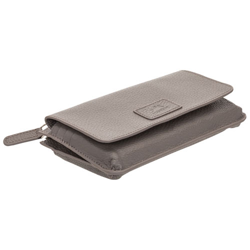 Mancini Pebble RFID Genuine Leather Bi-fold Wallet - Grey