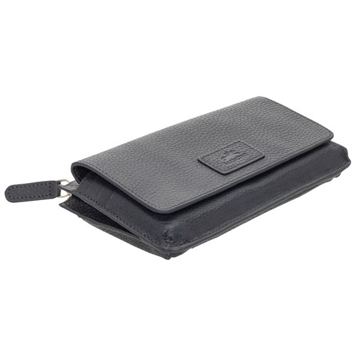 Mancini Pebble RFID Genuine Leather Bi-fold Wallet - Navy