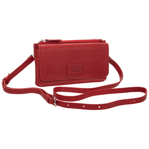 Mancini Pebble RFID Genuine Leather Bi-fold Wallet - Red