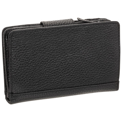 Mancini Pebble RFID Genuine Leather Bi-fold 17-Slot Clutch Wallet - Black