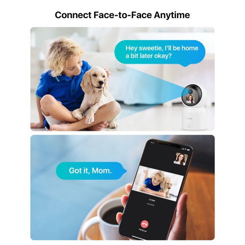ZOSI C519M 360° PTZ 2.5K 4MP Indoor Security Camera for Pet/Baby with 1.44-inch screen, 2-Way Video, One-Touch Call, AI Human Tracking, 2.4G/5G Hz