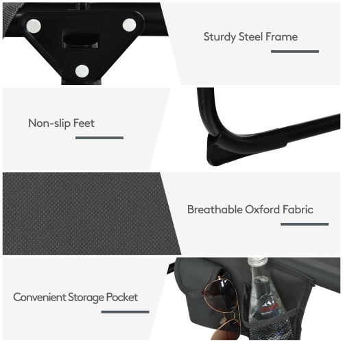 Gymax Portable Beach Chaise Lounge Chair Folding Reclining Chair w/ Facing Hole