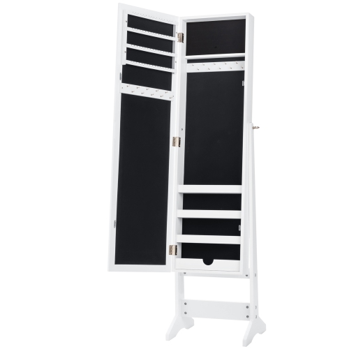 Gymax Vanity Mirror Tilting Jewelry Cabinet Organizer Storage Box Black/ White