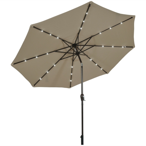 Parasol de patio extérieur de 10 pi avec lampes solaires LED brillantes