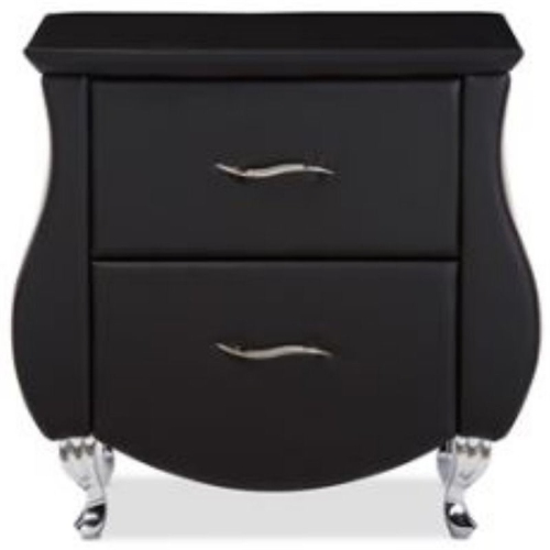 Bowery Hill 2 Drawer Faux Leather Nightstand in Black