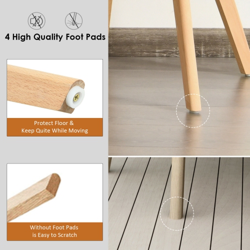 Gymax Set of 4 Dining Chairs Fabric Cushion Kitchen Side Chairs Gray