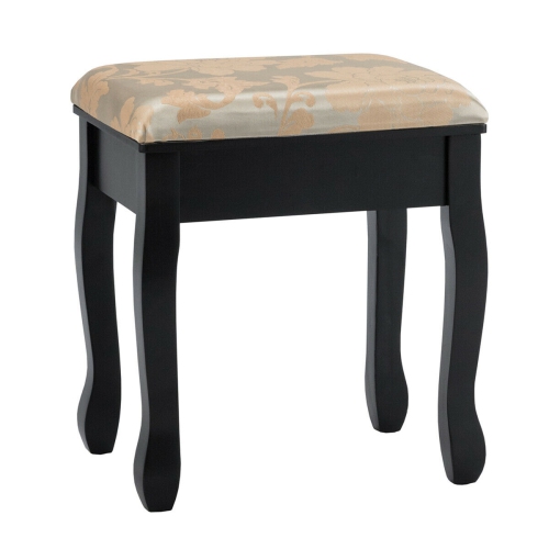 Gymax Vanity Set W/5 Drawers &Removable Box Makeup Dressing Table and Stool Set Black