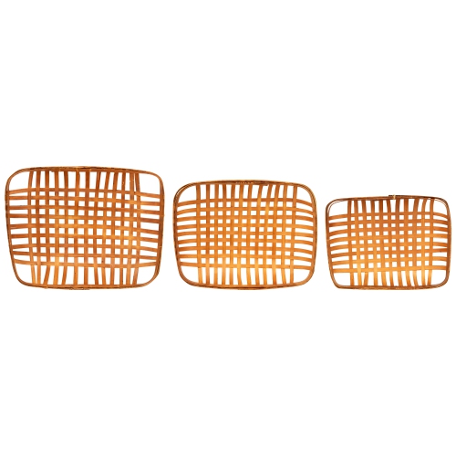 Rectangular Lattice Tobacco Baskets - Brown - Set of 3