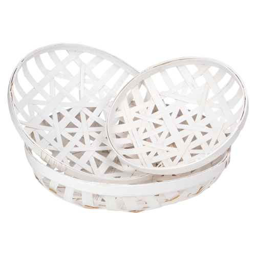 Round Lattice Tobacco Baskets - Snow White - Set of 3