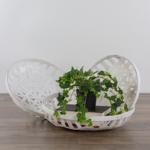 Round Lattice Tobacco Baskets - Snow White - Set of 3