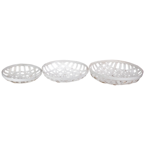 Round Lattice Tobacco Baskets - Snow White - Set of 3