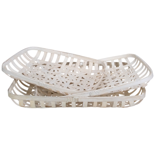 Rectangular Lattice Tobacco Baskets - White - Set of 3