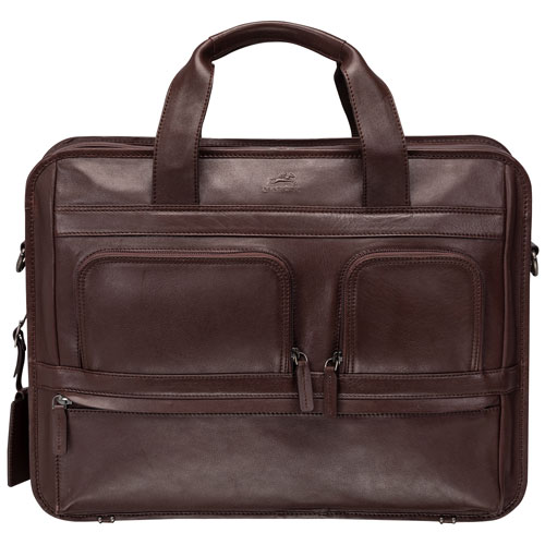 Mancini Milan 15.6" 2-Compartment Laptop Briefcase Bag - Brown