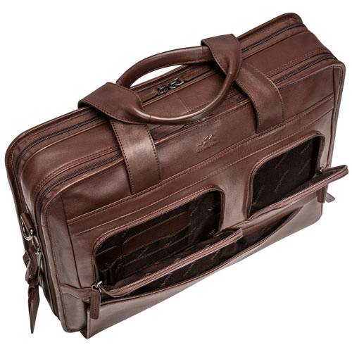 Mallette pour portable à deux compartiments Milan de Mancini de 15,6 po - Brun