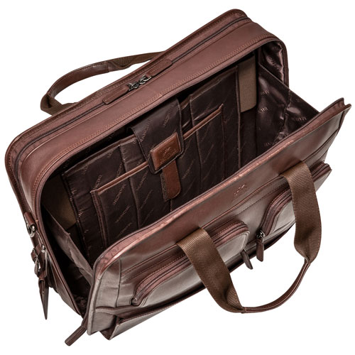 Mallette pour portable à deux compartiments Milan de Mancini de 15,6 po - Brun