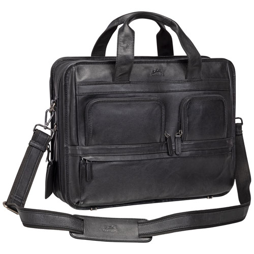 Mallette pour portable à 2 compartiments Milan de Mancini de 15,6 po - Noir