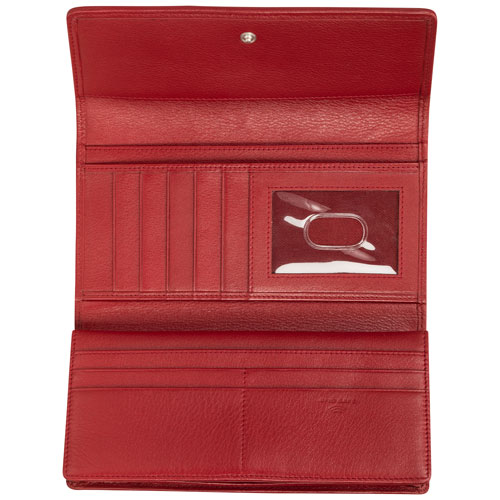 Pochette-portefeuille RFID à trois volets en cuir véritable Motif tressé de Mancini - Rouge